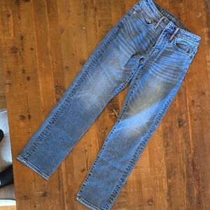 American Eagle Outfitters Blue Straight Leg Jeans with Worn-In Look